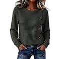 thumbnail image 1 of cocolona Womens Fall Sweater Plus Size Long Sleeve Decorative Buckle Crew Neck Sweaters, 1 of 7