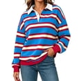 thumbnail image 1 of cocolona Womens Fall Sweatshirts Lapel Button Down Long Sleeve Shirts Striped Loose Casual Pullover Tops, 1 of 7