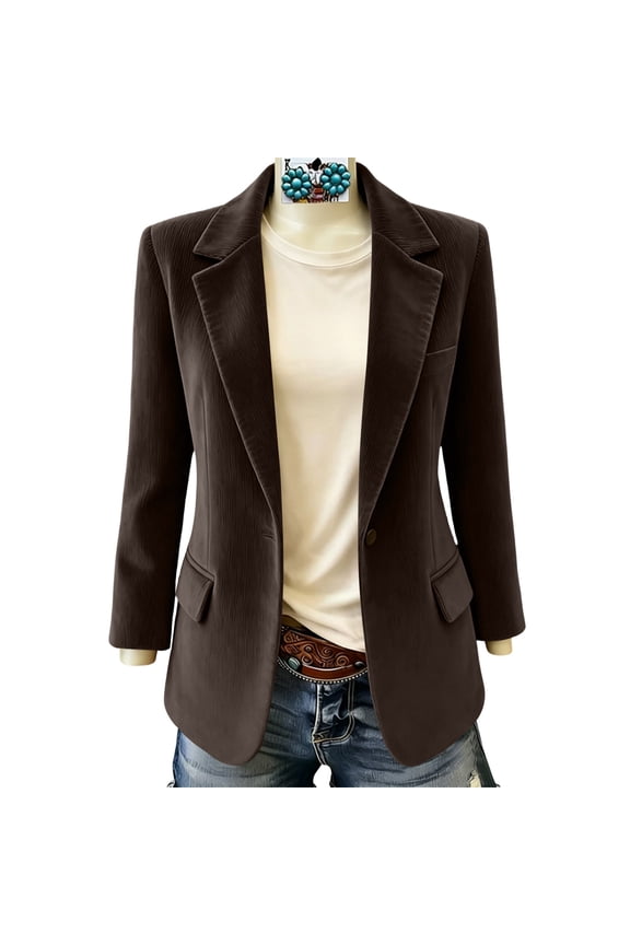 Womens Fall Winter Corduroy Blazers Long Sleeve Lapel Open Front Suit Jacket Dressy Casual Work Business Outerwear