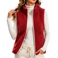 thumbnail image 1 of cocolona Womens Fall Winter Vest Fleece Sleeveless Solid Color Stand Collar Zipper Jacket with Pocket, 1 of 5