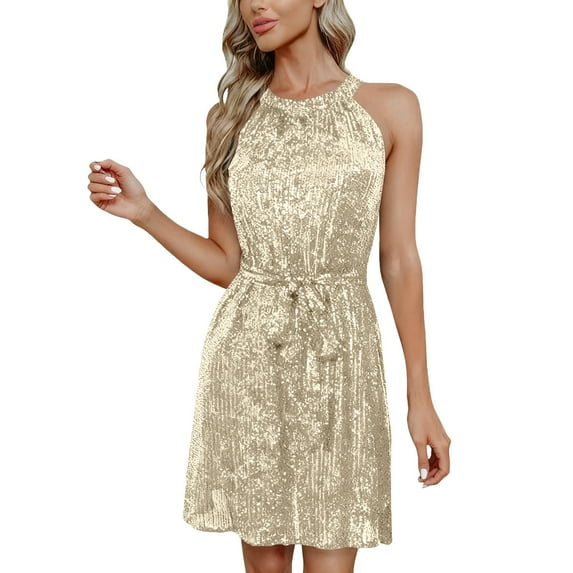 cocolona Womens Fashion Sequin Slim Sleeveless Mini Dress Elegant Wedding Guest Cocktail Shiny Party Dress