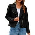 thumbnail image 1 of cocolona Womens Faux Suede Jackets Long Sleeve Casual Zipper Lapel Cropped Motorcycle Jacket Fall Winter Coats Outfits, 1 of 8