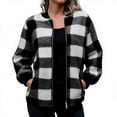 thumbnail image 1 of cocolona Womens Flannel Jackets Fall Winter Fuzzy Fleece Jacket Coats Long Sleeve Zipper Thicken Warm Plaid Jacket with Pocket, 1 of 6