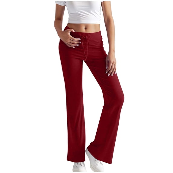 cocolona Womens Flare Yoga Pants Elastic Waist Drawstring Wide Leg Sweatpants Running Workout Sports Pants Lounge Trousers