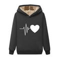 thumbnail image 1 of cocolona Womens Fleece Hoodies Winter Warm Comfy Long Sleeve Hooded Sweatshirts Fashion Casual Heart Print Pullover Tops, 1 of 3