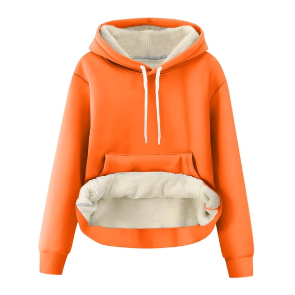 cocolona Womens Fleece Hoodies Winter Warm Long Sleeve Hooded Sweatshirts Fashion Casual Solid Color Pullover Tops