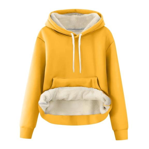 cocolona Womens Fleece Hoodies Winter Warm Long Sleeve Hooded Sweatshirts Fashion Casual Solid Color Pullover Tops