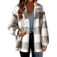 thumbnail image 1 of cocolona Womens Fleece Jacket Fall Plaid Shacket Winter Fuzzy Long Sleeve Lapel Zipper Coats Flannel Jacket Tops, 1 of 5
