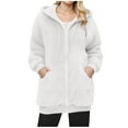 thumbnail image 1 of cocolona Womens Fleece Jackets Casual Long Sleeve Zipper Jacket Fall Winter Fuzzy Warm Oversized Hooded Coats with Pockets, 1 of 5
