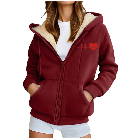cocolona Womens Fleece Lined Hoodies Long Sleeve Drawstring Zip Up Sweatshirts Jacket Fall Winter Casual Warm Coats with Pockets