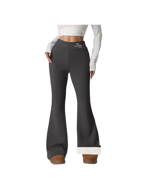 Womens Fleece Lined Leggings Casual Stretch Flare Yoga Pants Winter Thermal Warm High Waist Yoga Pants