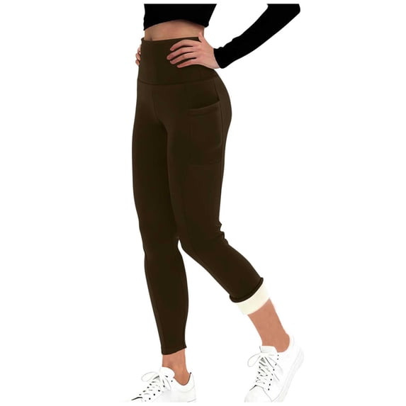 cocolona Womens Fleece Lined Leggings Winter Thermal Warm High Waist Yoga Leggings Soft Stretch Yoga Pants with Pockets