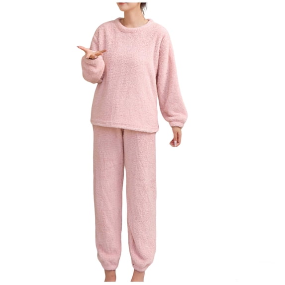 cocolona Womens Fleece Pajamas Sets Long Sleeve Tops and Pants Soft Flannel Pajamas Sets Fall Winter Warm Sleepwear 2 Piece Lounge Outfits