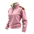 thumbnail image 1 of cocolona Womens Fleece Sweatshirts Half Zip Stand Collar Pullover Tops Fall Winter Fashion Casual Patchwork Long Sleeve Shirts, 1 of 7