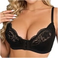 thumbnail image 1 of cocolona Womens Front Button Bras Push Up Lace Balconette Wireless Soft Adjustable Strap Daily Bras, 1 of 6
