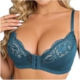 thumbnail image 1 of cocolona Womens Front Button Bras Push Up Lace Balconette Wireless Soft Adjustable Strap Daily Bras, 1 of 6