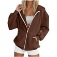 thumbnail image 1 of cocolona Womens Full Zip Hoodies Fall Long Sleeve Drawstring Hooded Sweatshirts Jacket Casual Tops Winter Coats for Women, 1 of 3