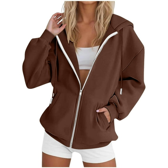 cocolona Womens Full Zip Hoodies Fall Long Sleeve Drawstring Hooded Sweatshirts Jacket Casual Tops Winter Coats for Women