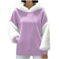 thumbnail image 1 of cocolona Womens Fuzzy Hoodies Fall Winter Warm Fleece Long Sleeve Patchwork Hooded Sweatshirts Fashion Casual Loose Pullover Hoodies, 1 of 7