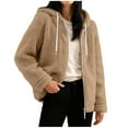 thumbnail image 1 of cocolona Womens Fuzzy Jacket Winter Warm Fleece Hooded Coats Casual Long Sleeve Zip Up Jacket with Zipper Pockets, 1 of 8