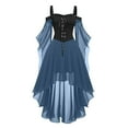 thumbnail image 1 of cocolona Womens Halloween Cold Shoulder Mesh Corset Dress Vintage Gothic Long Dress Medieval Renaissance Dress, 1 of 3