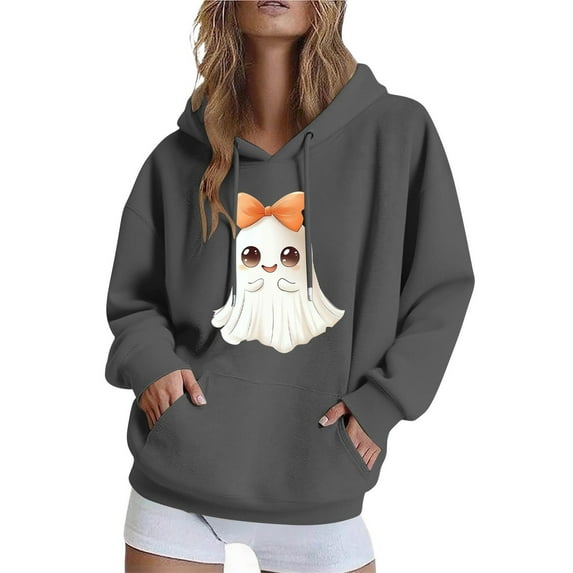 cocolona Womens Halloween Graphic Hoodie Fall Winter Long Sleeve Drawstring Sweatshirts Halloween Sweatshirts for Women
