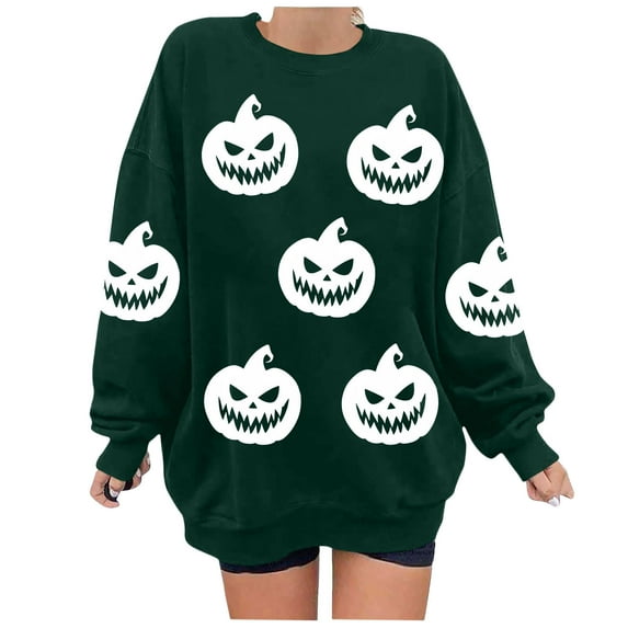 cocolona Womens Halloween Graphic Sweatshirts Fall Winter Long Sleeve Shirts Fashion Casual Loose Tops Blouse Halloween Gifts