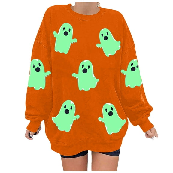 cocolona Womens Halloween Graphic Sweatshirts Fall Winter Long Sleeve Shirts Fashion Casual Loose Tops Blouse Halloween Gifts