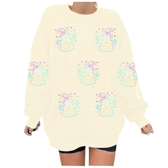 cocolona Womens Halloween Graphic Sweatshirts Fall Winter Long Sleeve Shirts Fashion Casual Loose Tops Blouse Halloween Gifts