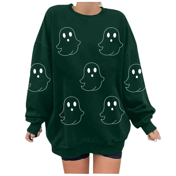 cocolona Womens Halloween Graphic Sweatshirts Fall Winter Long Sleeve Shirts Fashion Casual Loose Tops Blouse Halloween Gifts