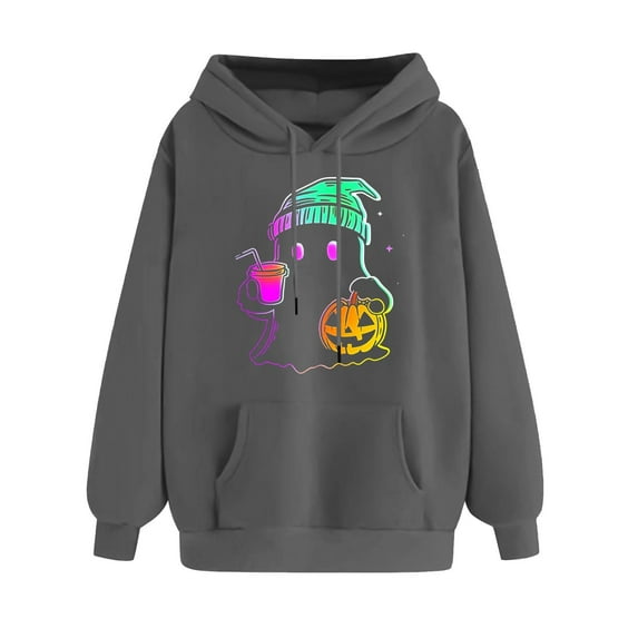 cocolona Womens Halloween Hoodie Fall Casual Long Sleeve Drawstring Sweatshirts Halloween Graphic Sweatshirts with Pockets