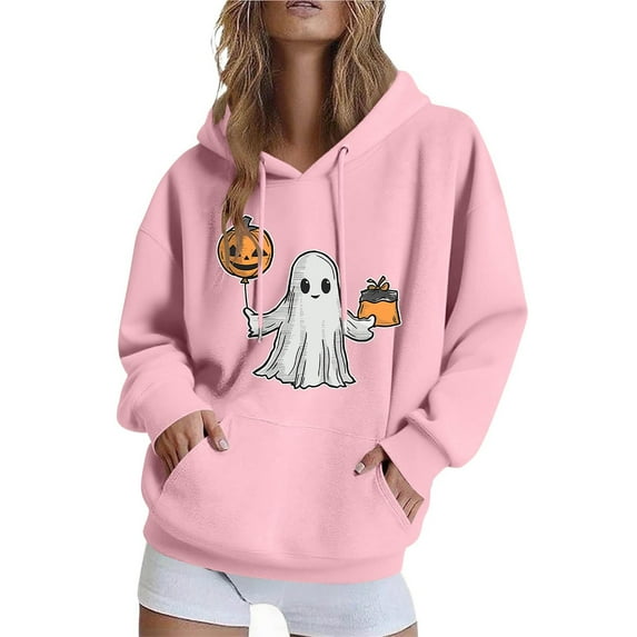 cocolona Womens Halloween Hoodie Halloween Graphic Sweatshirts Fall Long Sleeve Drawstring Sweatshirts Casual Loose Pullover Tops