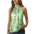 thumbnail image 1 of cocolona Womens Halter Tank Tops Summer Sleeveless Casual Shirts Front Pleated Party Blouses, 1 of 7