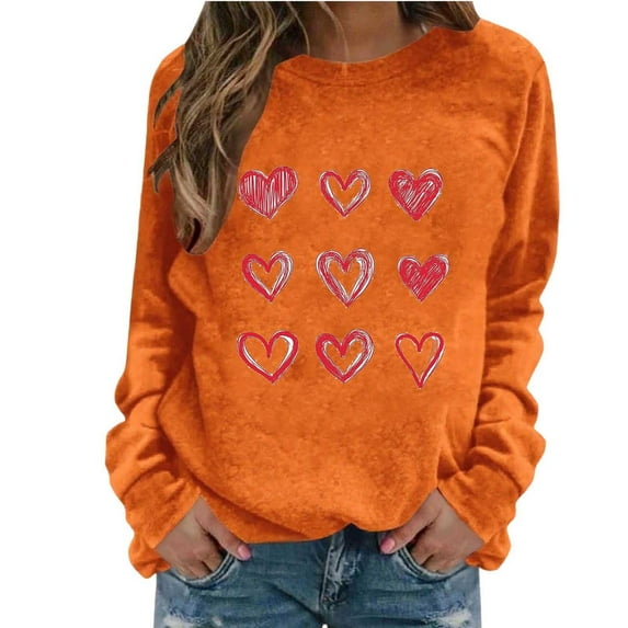 cocolona Womens Heart Graphic Sweatshirts Fall Winter Crew Neck Long Sleeve Shirts Fashion Casual Loose Pullover Tops