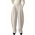 thumbnail image 1 of cocolona Womens High Street Dress Pants Elastic Waist Curved Wide Leg Business Casual Work Pants with Pockets, 1 of 4