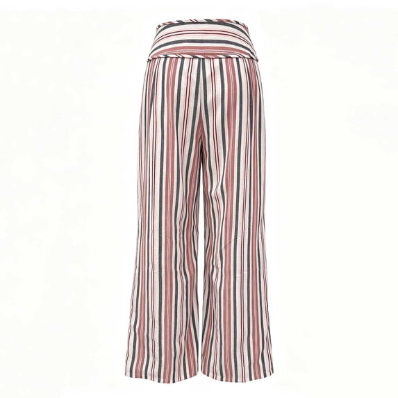 cocolona Womens High Waist Casual Beach Pants Elastic Waist Straight Wide Leg Travel Lounge Pants with Pockets