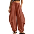 thumbnail image 1 of cocolona Womens High Waist Casual Harem Pants Elastic Waist Drawstring Straight Travel Lounge Pants with Pockets, 1 of 5