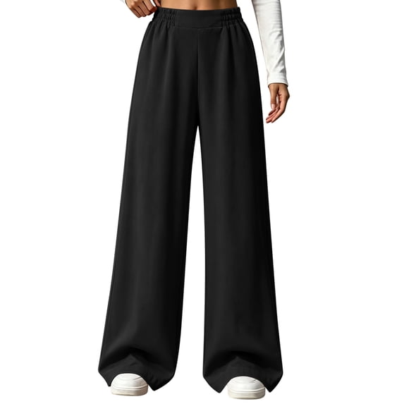 cocolona Womens High Waist Casual Sweatpants Elastic Waist Straight Wide Leg Athletic Pants with Pockets