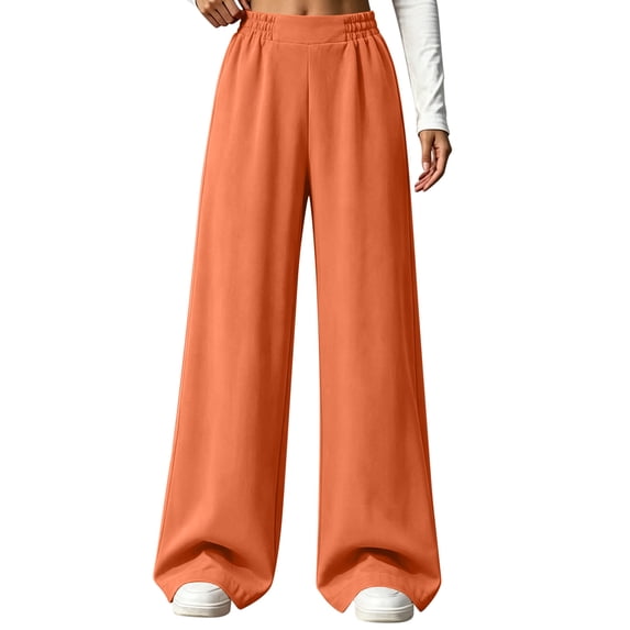 cocolona Womens High Waist Casual Sweatpants Elastic Waist Straight Wide Leg Athletic Pants with Pockets