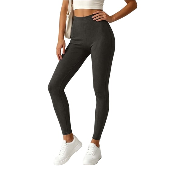 cocolona Womens High Waist Casual Yoga Leggings Solid Color Elastic Waist Slim Leg Gym Workout Running Pants