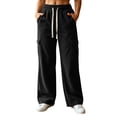 thumbnail image 1 of cocolona Womens High Waist Corduroy Cargo Pants Elastic Waist Drawstring Wide Leg Workout Lounge Pants with Pockets, 1 of 5