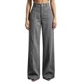 thumbnail image 1 of cocolona Womens High Waist Corduroy Dress Pants Elastic Waist Straight Wide Leg Business Casual Work Pants with Pockets, 1 of 5