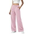 thumbnail image 1 of cocolona Womens High Waist Corduroy Pants Casual Elastic Waist Straight Wide Leg Travel Lounge Pants with Pockets, 1 of 5