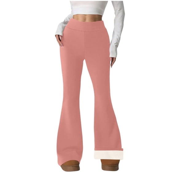 cocolona Womens High Waist Fleece Lined Leggings Winter Thermal Warm Flare Yoga Pants Fashion Solid Color Lounge Trousers with Pockets