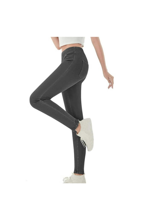 Womens High Waisted Skinny Jean Leggings Stretchy Comfy Denim Pants Gym Workout Yoga Pants with Pocket