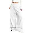 thumbnail image 1 of cocolona Womens High Waisted Wide Leg Pants Elastic Waist Drawstring Baggy Sweatpants Fashion Solid Color Trousers, 1 of 7