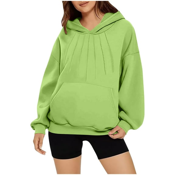 cocolona Womens Hoodie Long Sleeve Front Pleated Oversized Hooded Sweatshirt Fall Winter Trendy Pullover Tops with Pockets 2025