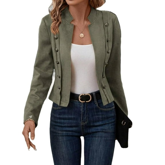 cocolona Womens Jackets Fall Long Sleeve Cropped Cardigan Jacket Fashion Casual Business Work Double Breasted Coats
