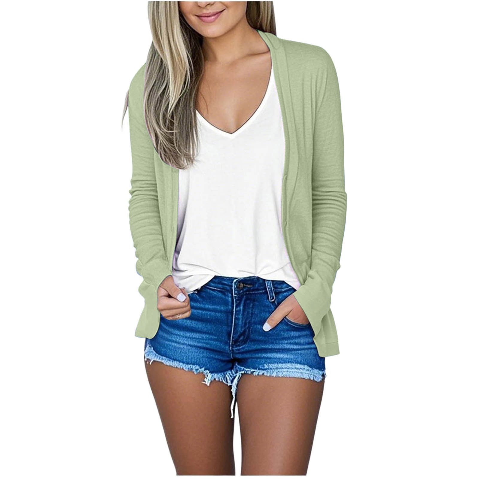 💖Women’s Solid Color Long Sleeve Cardigan