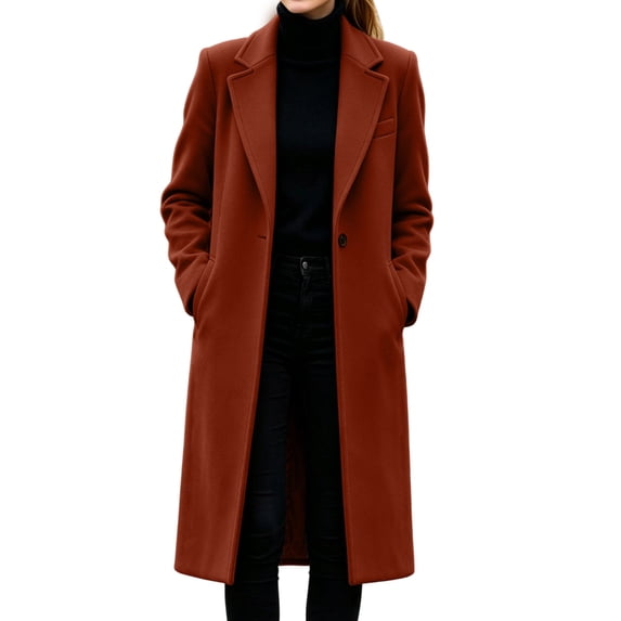cocolona Womens Long Coat for Women Fall Winter Long Sleeve Lapel Trench Coat Oversized Elegant Trendy Jacket